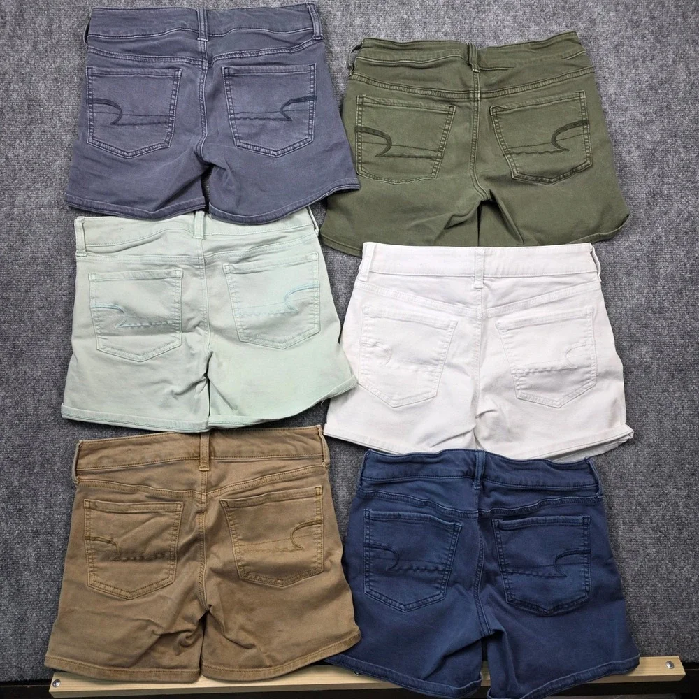 American Eagle Super Stretch Shorts Womens 4 Multicolor Bundle 6pk Mid Rise Mini